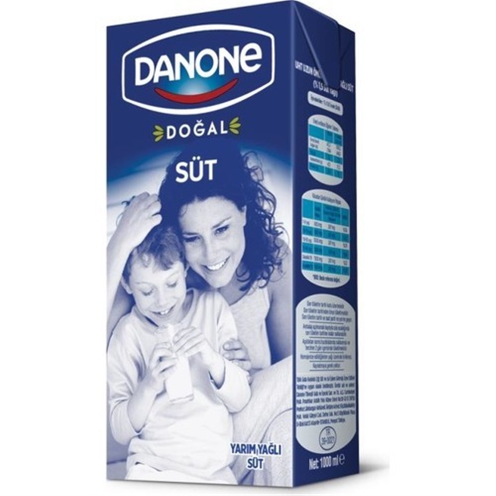 Danone Süt Yarım Yağlı 1 Litre x 12 Adet